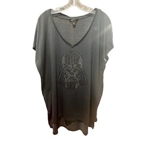 Black Darth Vader Rock & Republic V Neck T Shirt Women's XL Short Sleeve Size XL